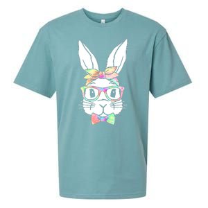 Cute Easter Bunny Pastel Tie Dye Bow Tie Glasses Sueded Cloud Jersey T-Shirt