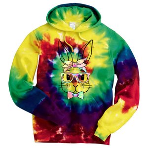 Cute Easter Bunny Pastel Tie Dye Bow Tie Glasses Tie Dye Hoodie