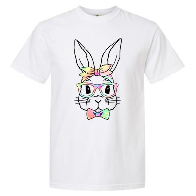 Cute Easter Bunny Pastel Tie Dye Bow Tie Glasses Garment-Dyed Heavyweight T-Shirt