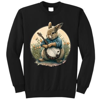 Cute Easter Bunny Rabbit Playing Banjo for Music Lovers Sweatshirt