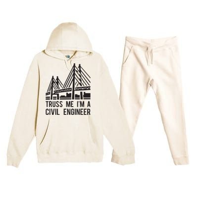 Civil Engineer Bridge Design Engineering Tee Premium Hooded Sweatsuit Set