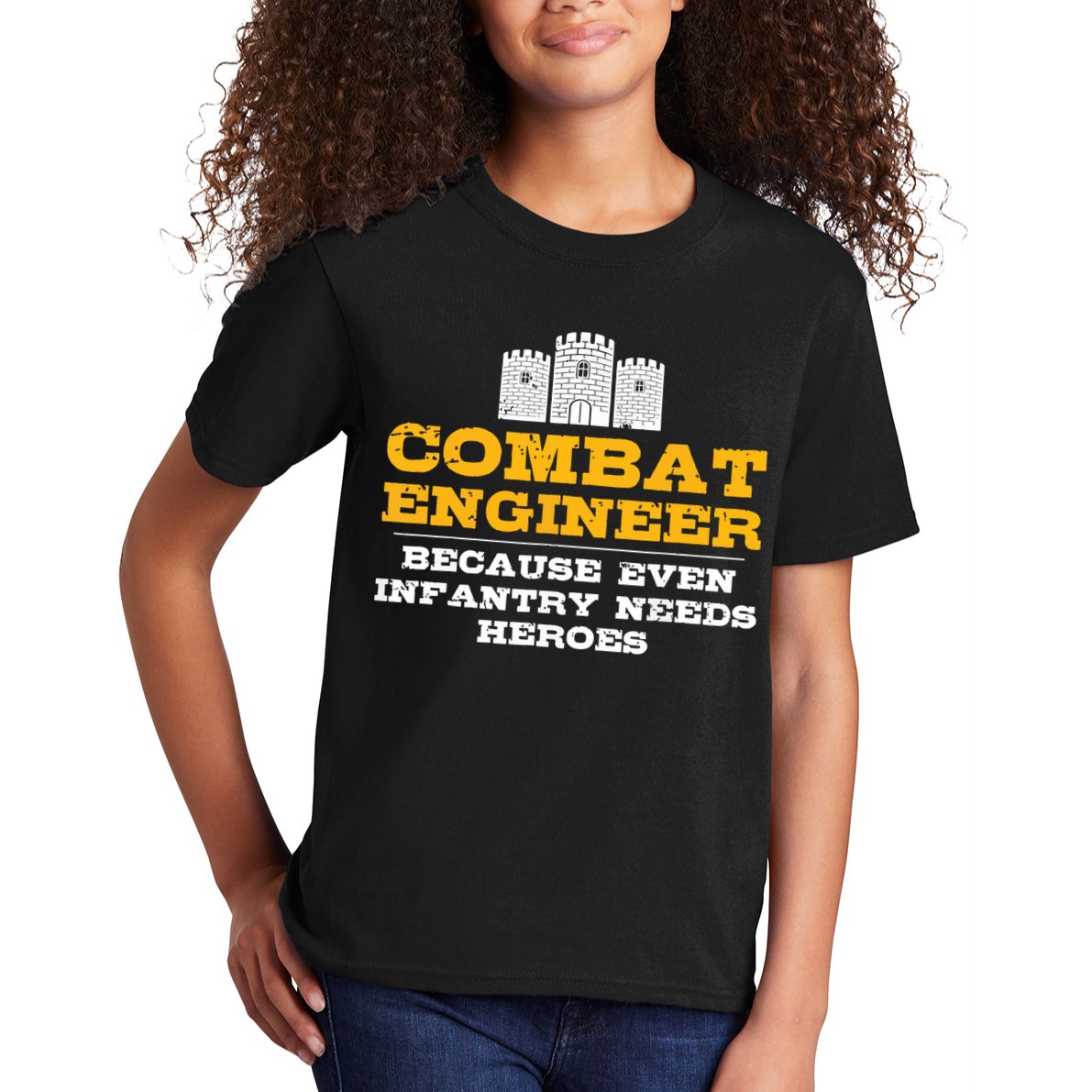 Combat Engineer Because Infantry Needs Heroes Army Kids T-Shirt