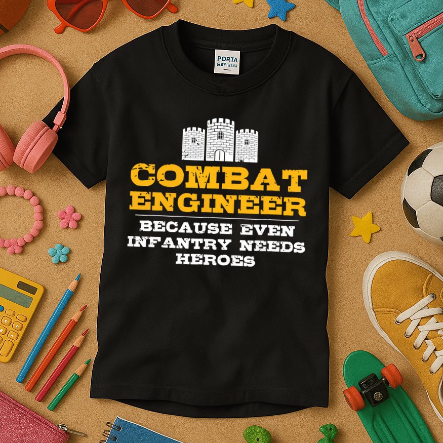 Combat Engineer Because Infantry Needs Heroes Army Kids T-Shirt