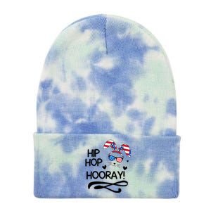 Cute Easter Bunny Love Bunnies And Usa Flag Funny Gift Tie Dye 12in Knit Beanie