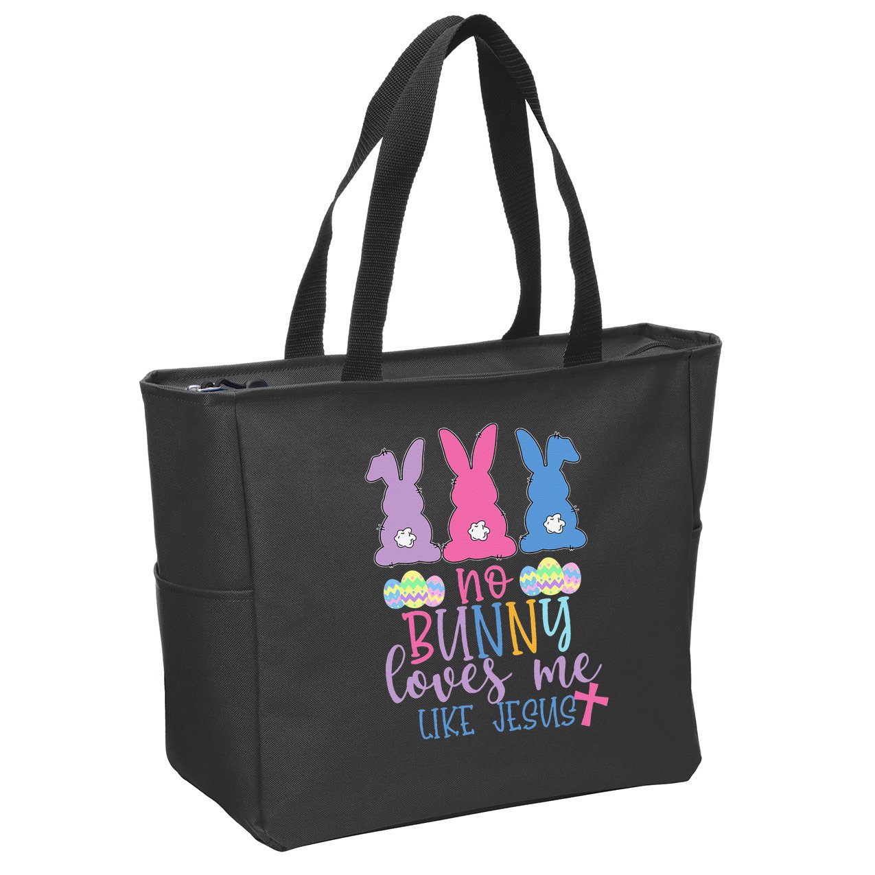 Cute Easter Bunnies No Bunny Loves Me Like Jesus Zip Tote Bag