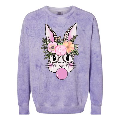 Cute Easter Bunny With Flower Crown And Bubblegum Colorblast Crewneck Sweatshirt