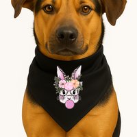 Cute Easter Bunny With Flower Crown And Bubblegum USA-Made Doggie Bandana