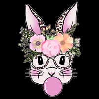 Cute Easter Bunny With Flower Crown And Bubblegum USA-Made Doggie Bandana