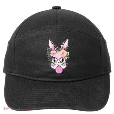 Cute Easter Bunny With Flower Crown And Bubblegum 7-Panel Snapback Hat