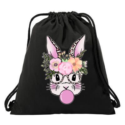 Cute Easter Bunny With Flower Crown And Bubblegum Drawstring Bag