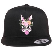 Cute Easter Bunny With Flower Crown And Bubblegum Flatbill Hat
