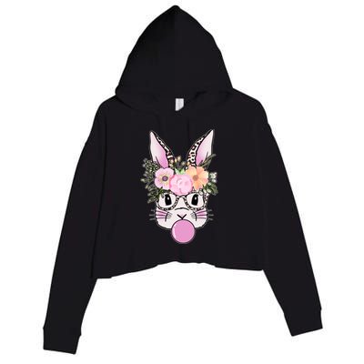 Cute Easter Bunny With Flower Crown And Bubblegum Crop Fleece Hoodie