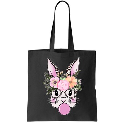 Cute Easter Bunny With Flower Crown And Bubblegum Bag