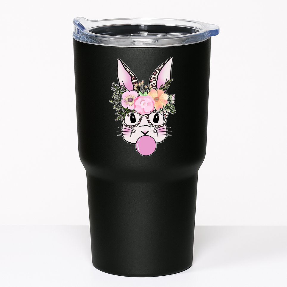 Cute Easter Bunny With Flower Crown And Bubblegum Tumbler