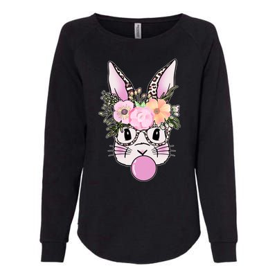 Cute Easter Bunny With Flower Crown And Bubblegum Womens California Wash Sweatshirt