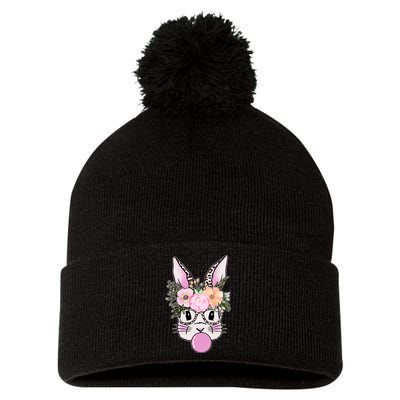 Cute Easter Bunny With Flower Crown And Bubblegum Pom Pom 12in Knit Beanie