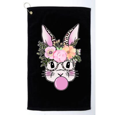 Cute Easter Bunny With Flower Crown And Bubblegum Golf Towel