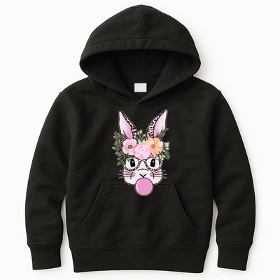 Cute Easter Bunny With Flower Crown And Bubblegum Kids Hoodie