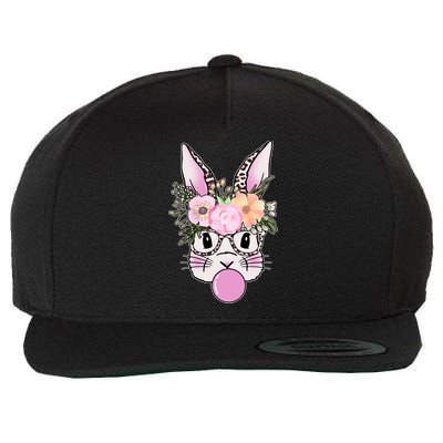 Cute Easter Bunny With Flower Crown And Bubblegum Wool Snapback Cap