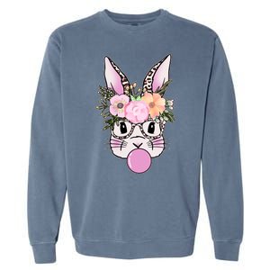 Cute Easter Bunny With Flower Crown And Bubblegum Garment-Dyed Sweatshirt