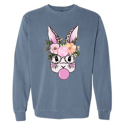 Cute Easter Bunny With Flower Crown And Bubblegum Garment-Dyed Sweatshirt