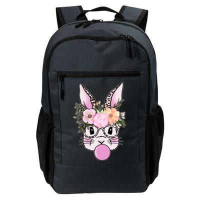 Cute Easter Bunny With Flower Crown And Bubblegum Daily Commute Backpack