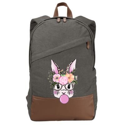 Cute Easter Bunny With Flower Crown And Bubblegum Cotton Canvas Backpack