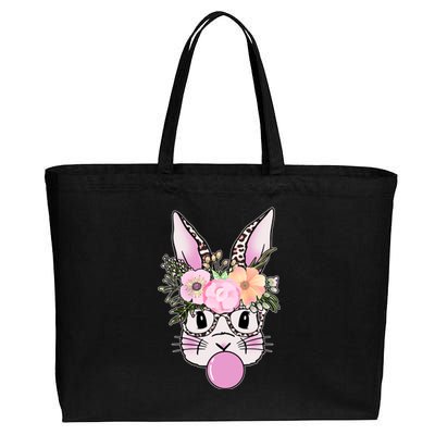 Cute Easter Bunny With Flower Crown And Bubblegum Cotton Canvas Jumbo Tote