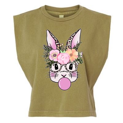 Cute Easter Bunny With Flower Crown And Bubblegum Garment-Dyed Women's Muscle Tee