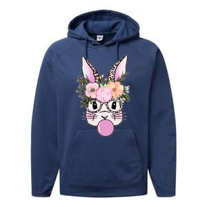 Cute Easter Bunny With Flower Crown And Bubblegum Performance Fleece Hoodie