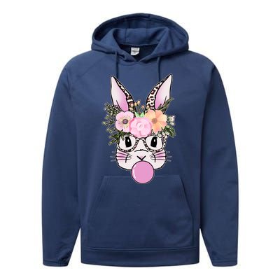 Cute Easter Bunny With Flower Crown And Bubblegum Performance Fleece Hoodie