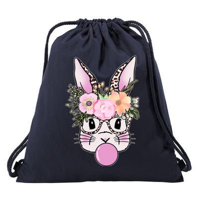 Cute Easter Bunny With Flower Crown And Bubblegum Drawstring Bag