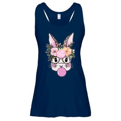 Cute Easter Bunny With Flower Crown And Bubblegum Ladies Essential Flowy Tank