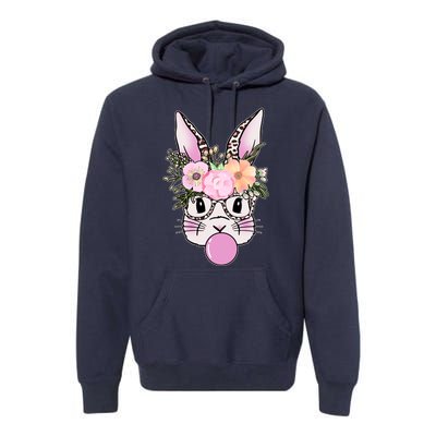 Cute Easter Bunny With Flower Crown And Bubblegum Premium Hoodie