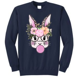 Cute Easter Bunny With Flower Crown And Bubblegum Tall Sweatshirt