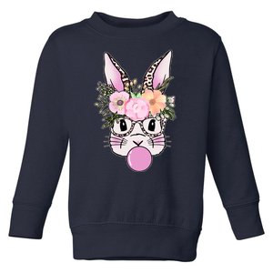 Cute Easter Bunny With Flower Crown And Bubblegum Toddler Sweatshirt