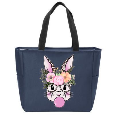 Cute Easter Bunny With Flower Crown And Bubblegum Zip Tote Bag