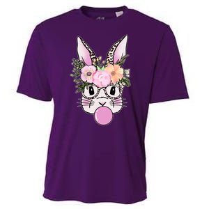 Cute Easter Bunny With Flower Crown And Bubblegum Cooling Performance Crew T-Shirt