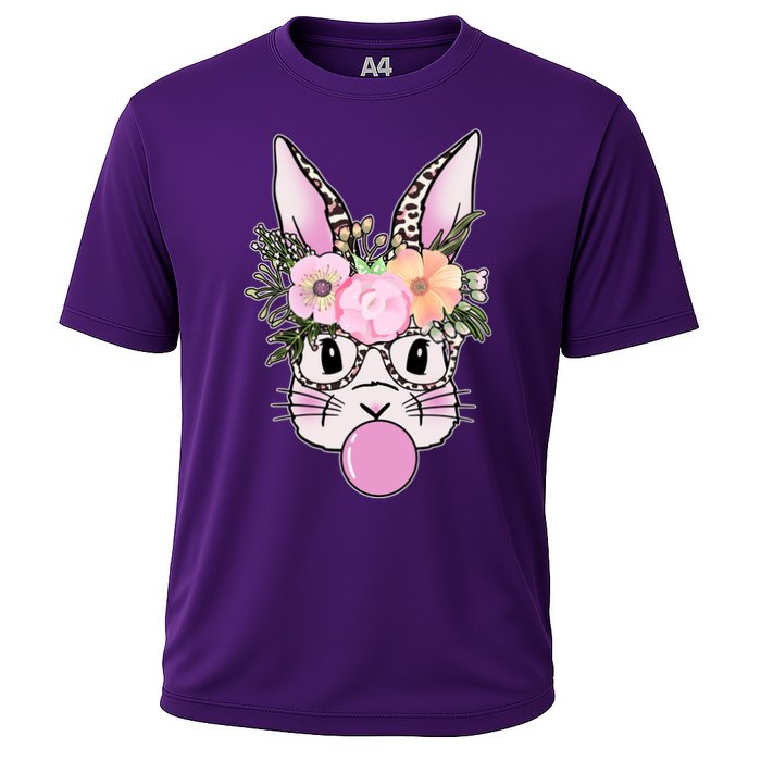 Cute Easter Bunny With Flower Crown And Bubblegum Cooling Performance Crew T-Shirt
