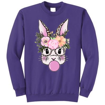 Cute Easter Bunny With Flower Crown And Bubblegum Sweatshirt