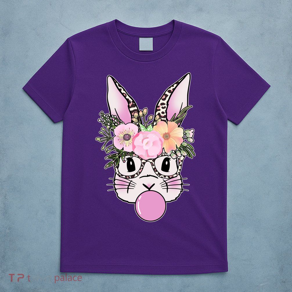 Cute Easter Bunny With Flower Crown And Bubblegum T-Shirt