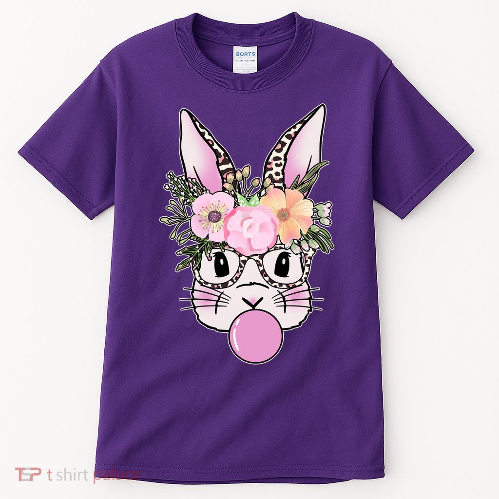 Cute Easter Bunny With Flower Crown And Bubblegum Tall T-Shirt