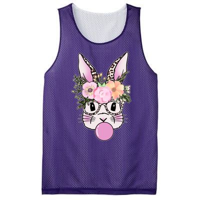 Cute Easter Bunny With Flower Crown And Bubblegum Mesh Reversible Basketball Jersey Tank