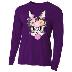 Cute Easter Bunny With Flower Crown And Bubblegum Cooling Performance Long Sleeve Crew