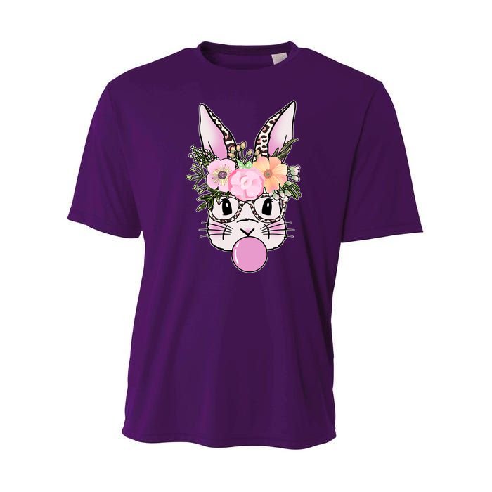 Cute Easter Bunny With Flower Crown And Bubblegum Youth Performance Sprint T-Shirt