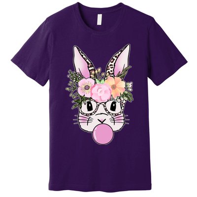 Cute Easter Bunny With Flower Crown And Bubblegum Premium T-Shirt