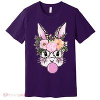 Cute Easter Bunny With Flower Crown And Bubblegum Premium T-Shirt