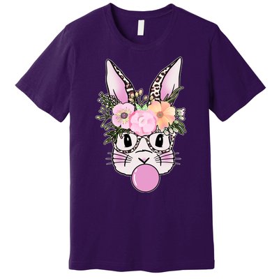 Cute Easter Bunny With Flower Crown And Bubblegum Premium T-Shirt