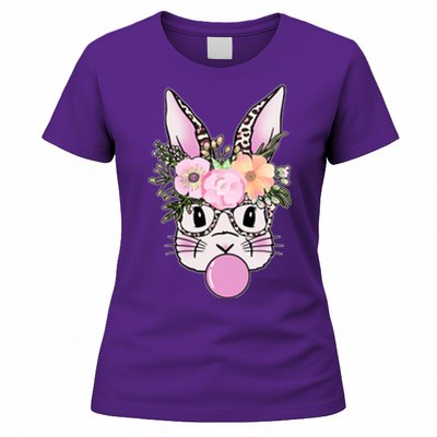 Cute Easter Bunny With Flower Crown And Bubblegum Women's T-Shirt