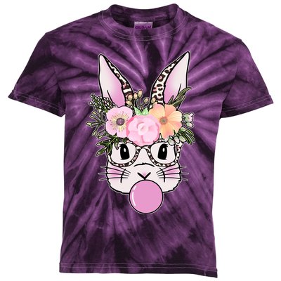 Cute Easter Bunny With Flower Crown And Bubblegum Kids Tie-Dye T-Shirt